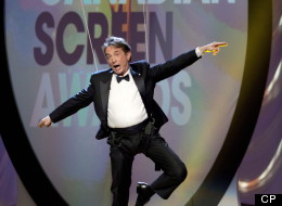 Martin Short flies through the air as he hosts the Canadian Screen Awards in Toronto on Sunday, March 3, 2013. (THE CANADIAN PRESS/Frank Gunn)