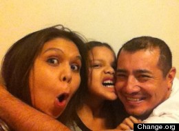 Diana Thompson, seen with her husband and daughter, says her family's suffering should not be entertainment. (Change.org)