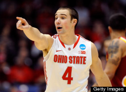 Aaron Craft #4 of the Ohio State Buckeyes gestures after a play against the Iowa State Cyclones in the first half during the third round of the 2013 NCAA Men's Basketball Tournament at UD Arena on March 24, 2013 in Dayton, Ohio. (Photo by Jason Miller/Getty Images)