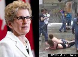 Premier Kathleen Wynne says she's concerned that partially clothed engineering students at Ryerson University in Toronto crawled through ice and slush last week in what is being criticized as a hazing ritual. (CP.GNM, YouTube)