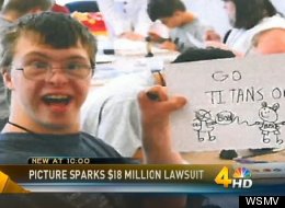 This original photo of Adam Holland, a man with Down syndrome, spawned a disparaging Internet meme. (Photo via WSMV-TV)