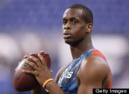 Geno Smith of West Virginia in action during the 2013 NFL Combine at Lucas Oil Stadium on February 24, 2013 in Indianapolis, Indiana. (Photo by Joe Robbins/Getty Images)