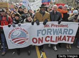 Protesters -- including 350.org founder Bill McKibben -- march during the