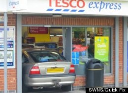 Terry Buckle, who has been mayor of the British town of St Edmundsbury for less than a week, crashed his car into this grocery store.
