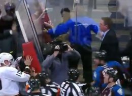 Patrick Roy meet stanchion. Stanchion, meet Patrick. The Avalanche coach nearly got into a fight on Wednesday night.