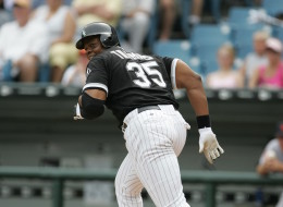 Frank Thomas #35 of the Chicago White Sox at bat during the game against the Detroit Tigers at U.S. Cellular Field on July 20, 2005 in Chicago, Illinois. The Tigers defeated the White Sox 8-6. (Photo by Ron Vesely/MLB Photos via Getty Images)