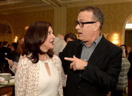 BEVERLY HILLS, CA - JANUARY 11: Actors Shohreh Aghdashloo and Tom Hanks attend the BAFTA LA 2014 Awards Season Tea Party at the Four Seasons Hotel Los Angeles at Beverly Hills on January 11, 2014 in Beverly Hills, California. (Photo by Jason Kempin/BAFTA LA/Getty Images for BAFTA LA)