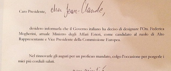 RENZI JUNCKER MOGHERINI