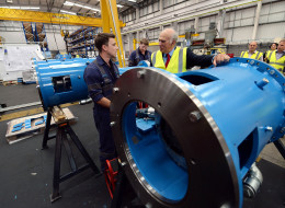To celebrate the launch of the Apprenticeships Get In, Go Far campaign, Vince Cable visits the Siemens factory in Leeds