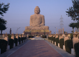 Giant seated Buddha statue in Bodh Gaya, Bihar, India.