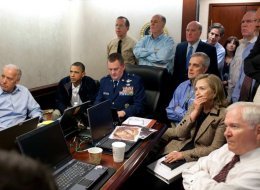 The famous photo of President Barack Obama and Secretary of State Hillary Clinton watching the raid in real-time
