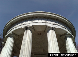 The District of Columbia's World War I memorial sits in a grove of trees in West Potomac Park.