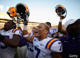BATON ROUGE, LA - OCTOBER 08: Tyrann Mathieu #7 of the Louisiana State University Tigers celebrates after defeating the Florida Gators 41-11 at Tiger Stadium on October 8, 2011 in Baton Rouge, Louisiana. (Photo by Chris Graythen/Getty Images)