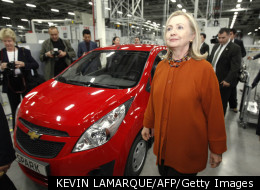Secretary of State Hillary Clinton visits a General Motors plant in Tashkent during her most recent trip to Uzbekistan.