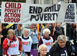 Demonstrators during a march from Trafalgar Square to Westminster in central London to raise awareness of the level of child poverty in the UK. Picture date: Saturday, October 4, 2008.