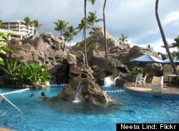 Take a dip in one of the nine Wailea Canyon Activity Pool at the Grand Wailea Resort.
