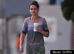 Katie Holmes is guilty of wearing sweatpants in public places. For shame.