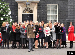Miltary Wives with Gareth Malone outside No 10 Downing Street for a performance of 'Wherever You Are'