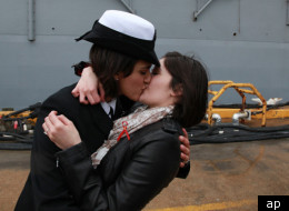 The lesbian kiss between the two US naval officers was described as a 'long time coming'