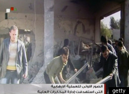 Syrian TV image from the scene of today's explosions