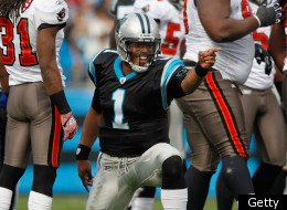 CHARLOTTE, NC - DECEMBER 24: Cam Newton #1 of the Carolina Panthers reacts to running for a first down during their game against the Tampa Bay Buccaneers at Bank of America Stadium on December 24, 2011 in Charlotte, North Carolina. (Photo by Streeter Lecka/Getty Images)