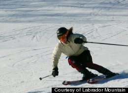 A skier slices into the snow at Labrador Mountain in upstate New York.