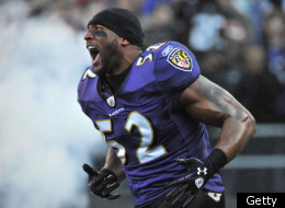 BALTIMORE, MD - DECEMBER 24: Ray Lewis #52 of the Baltimore Ravens is introduced before the game against the Cleveland Browns at M&T Bank Stadium on December 24. 2011 in Baltimore, Maryland. The Ravens lead the Browns 17-0 at the half. (Photo by Larry French/Getty Images)