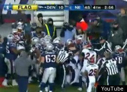 The Patriot and Broncos engaged in a fight late in their playoff matchup.