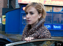 Katherine Kelly as Becky McDonald leaving Coronation Street