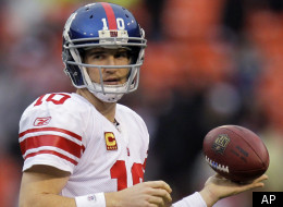 New York Giants quarterback Eli Manning warms up before the NFC Championship NFL football game against the San Francisco 49ers Sunday, Jan. 22, 2012, in San Francisco. (AP Photo/Julie Jacobson)