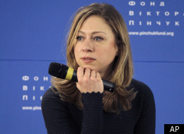 Chelsea Clinton, daughter of former US President Bill Clinton speaks during a public discussion with Ukrainian students in Kiev, Ukraine, Tuesday, Jan. 24, 2012. (AP Photo/Efrem Lukatsky)