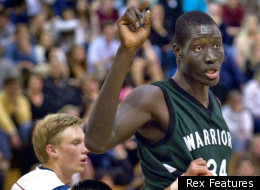 Head and shoulders above the rest: Mamadou Ndiaye plays for the Brethren Christian Warriors, in Huntington Beach, California