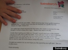 Lily Richardson's Tiger Bread Letter To Sainsbury's