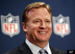 FILE - In this Dec. 14, 2011 file photo, NFL Commissioner Roger Goodell smiles during a new conference after the NFL owners meeting in Irving, Texas. Goodell has had his contract extended through the 2018 season. (AP Photo/LM Otero, File)