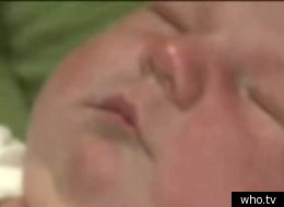 Phew: Baby Asher weighed in at a whopping 13lbs 12oz