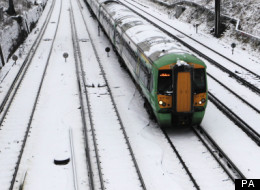 Trains in East Anglia (not pictured) have been affected by poor weather, as have those across south London, above.