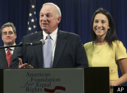 San Diego Mayor Jerry Sanders, center, speaks at a news conference in San Francisco, Calif., on Jan. 19, 2010. Sanders took the witness stand on behalf of two same-sex couples suing to overturn Proposition 8, California's voter-approved gay marriage ban, which has since been ruled unconstitutional by a federal appeals court.