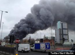 The fire at Carvers builders merchants broke out just before lunchtime today