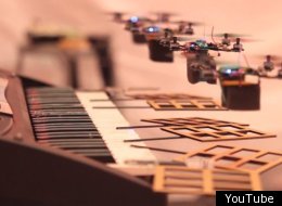 Flying Robots Play James Bond Theme