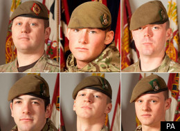 From left to right (top then bottom): Sergeant Nigel Coupe, Corporal Jake Hartley, Private Anthony Frampton, Private Daniel Wilford, Private Daniel Wade and Private Christopher Kershaw