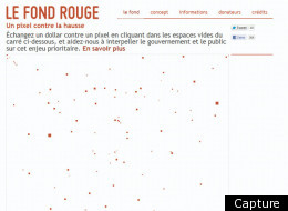 Fond Rouge propose d'acheter un pixel pour un dollar afin d'appuyer la cause étudiante.