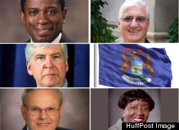Michigan's six emergency managers and Gov. Rick Snyder and Treasurer Andy Dillon.