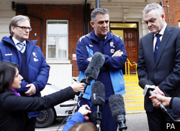 Owen Coyle (centre) alongside Chairman Phil Gartside (right)