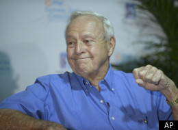 Arnold Palmer listens during a news conference announcing the return of the PNC Bank Father/Son Challenge golf tournament during the third round of the Arnold Palmer Invitational golf tournament at Bay Hill in Orlando, Fla., Saturday, March 24, 2012.(AP Photo/Phelan M. Ebenhack)
