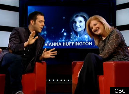 Arianna Huffington dropped by the George Stroumboulopoulos Tonight show on CBC Television during her recent visit to Toronto (CBC).