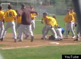 Ugly baseball breaks out between two high school teams.