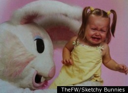This little girl just wants the Easter Bunny to hop away.
