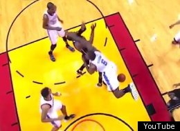 Kendrick Perkins was called for a technical foul on his hard hit on Dwyane Wade.