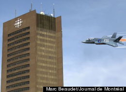 This Marc Beaudet cartoon on an F-35 jet flying into the CBC building in Montreal is raising questions about whether a line has been crossed. The caricature was published in Journal de Montréal.