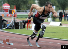 South Africa's Oscar Pistorius runs in the 400 metres event during the track and field meeting dedicated to the late Polish Olympic champion Kamila Skolimowska, in Warsaw, Poland, Tuesday, Sept. 20, 2011. (AP Photo/Alik Keplicz)